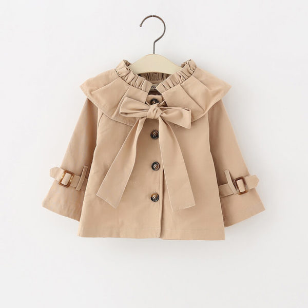 Itty Bitty Tan Bow Autumn Trench Coat - Baby Boutique