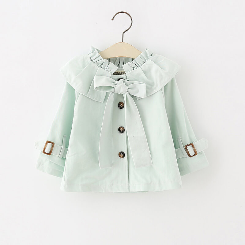 Itty Bitty Mint Bow Autumn Trench Coat - Baby Boutique