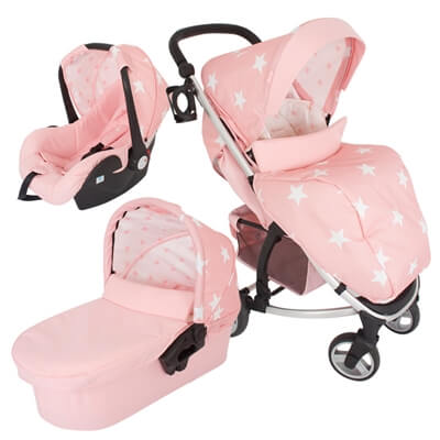 pink travel system with car seat