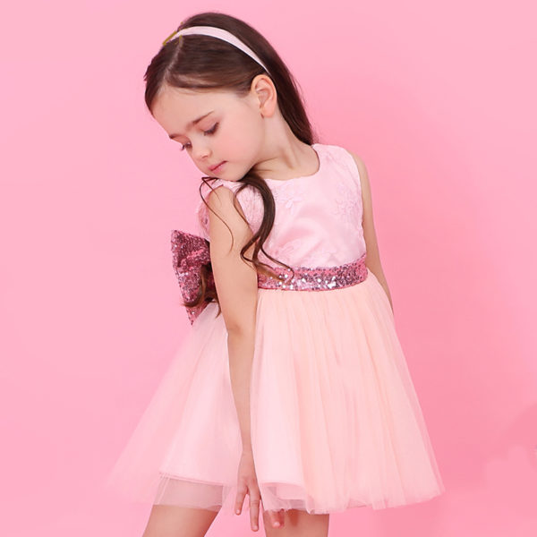 Girls Boutique Princess Pink Bow Dress