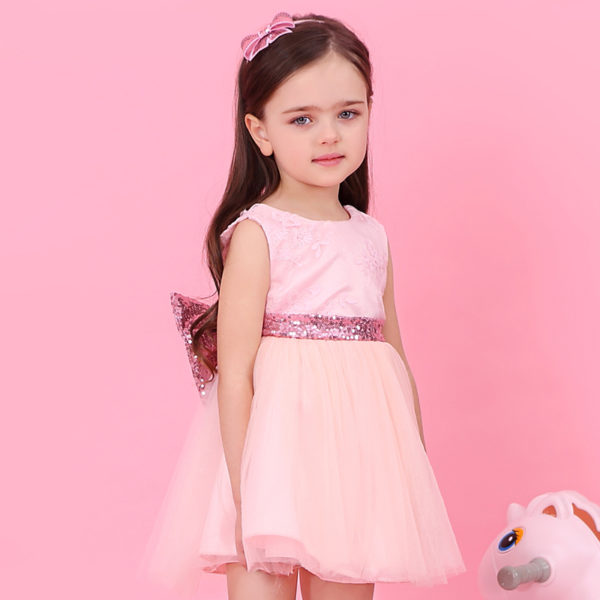 Girls Boutique Princess Pink Bow Dress