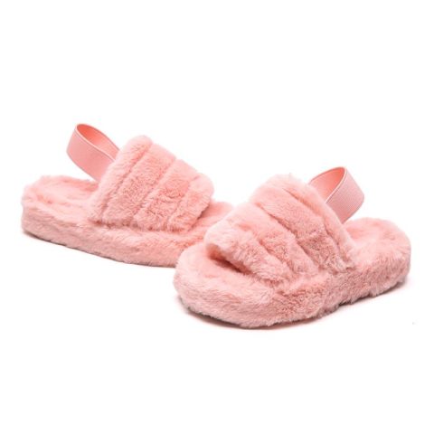 Itty Bitty Pink Faux Fur Cozy Winter Slippers | Itty Bitty