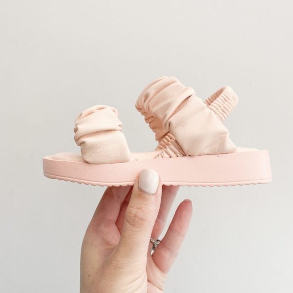 Itty Bitty Rose Pink Blush Ruched Strap Sandals - Image 2