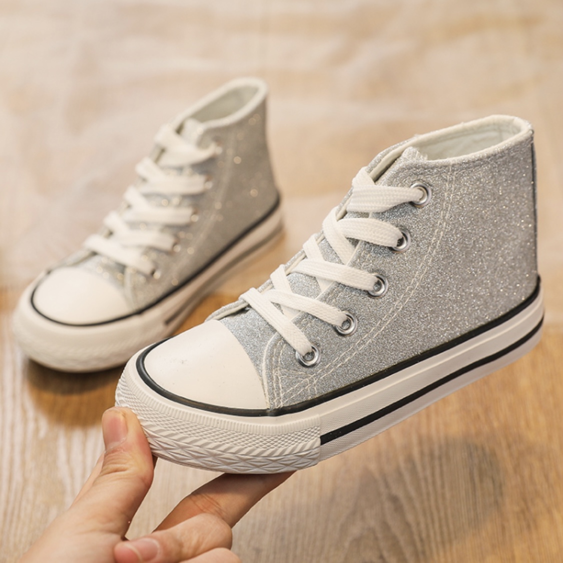 Buy Silver Glitter Canvas Trainers 9 Infant, Trainers