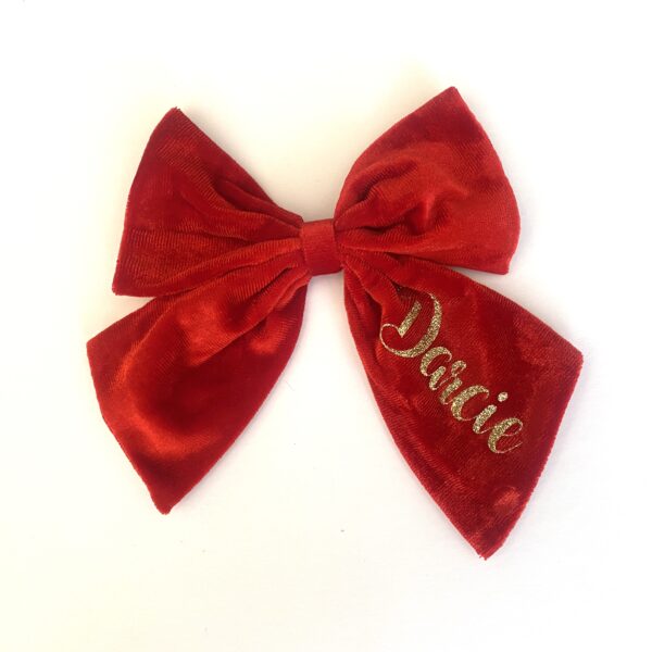 Itty Bitty Red Velvet Personalised Bow Clip - Image 3