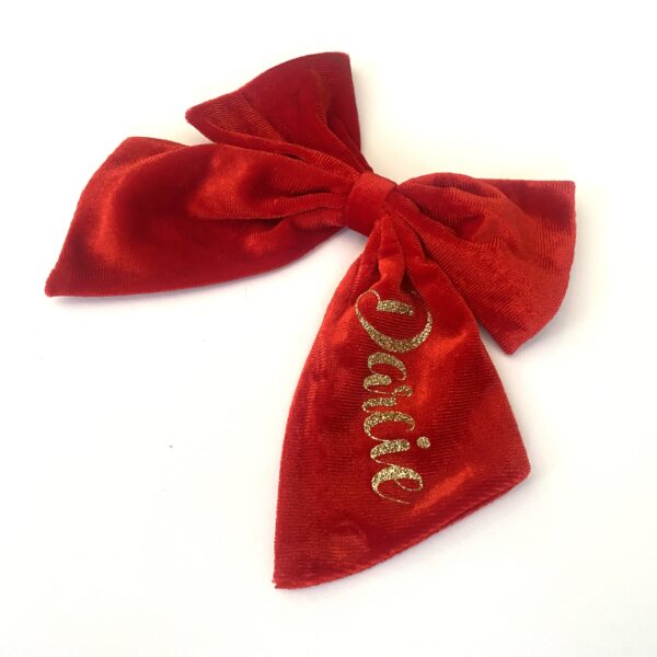 Itty Bitty Red Velvet Personalised Bow Clip - Image 2