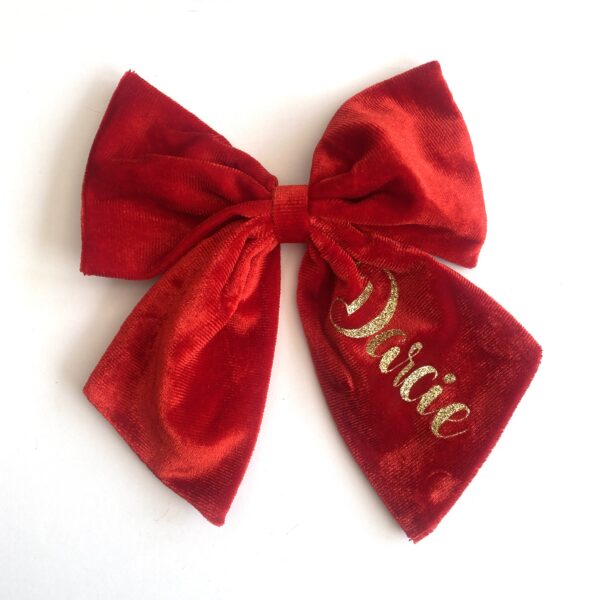 Itty Bitty Red Velvet Personalised Bow Clip