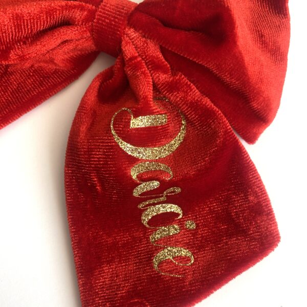 Itty Bitty Red Velvet Personalised Bow Clip - Image 4