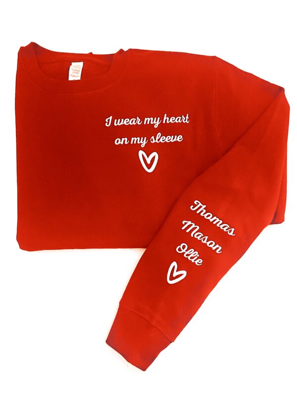 Itty Bitty Women's Oversized Heart On My Sleeve Sweatshirt Red