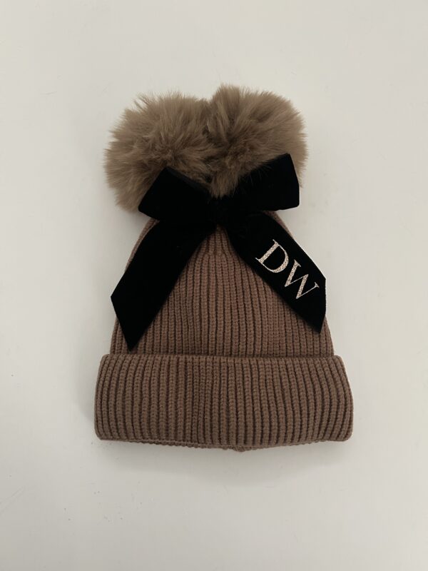 Itty Bitty Brown Personalised Bow Hat