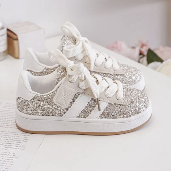 Itty Bitty Gold Glitter Stripe Trainers