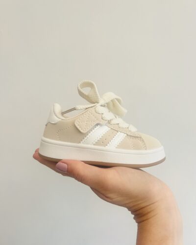 Itty Bitty Beige Campus Stripe Trainers