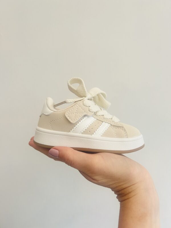 Itty Bitty Beige Campus Stripe Trainers