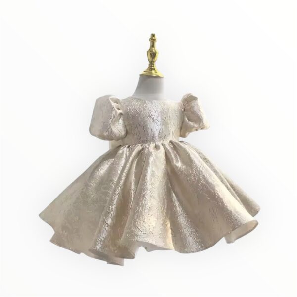 Itty Bitty Princess Gold Puff Sleeve Dress - Image 8