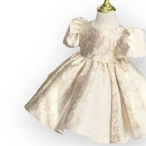 Itty Bitty Princess Gold Puff Sleeve Dress - Image 7