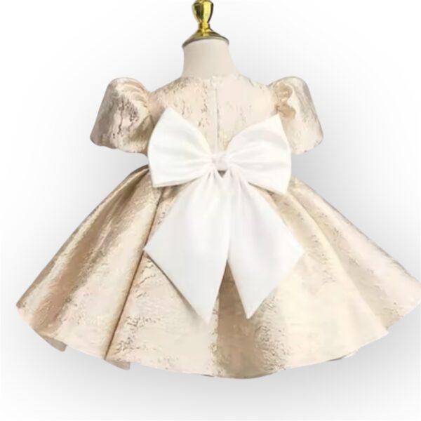 Itty Bitty Princess Gold Puff Sleeve Dress - Image 5