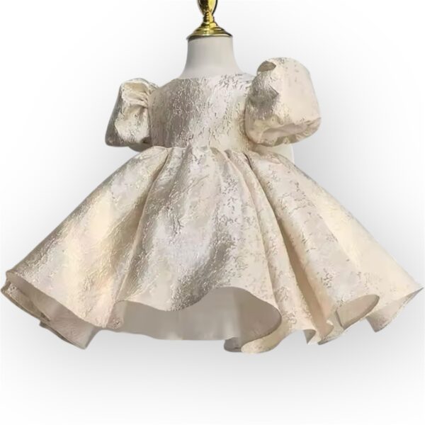 Itty Bitty Princess Gold Puff Sleeve Dress - Image 2