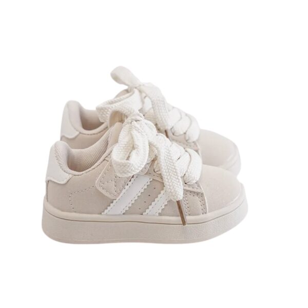 Itty Bitty Beige Campus Stripe Trainers - Image 3