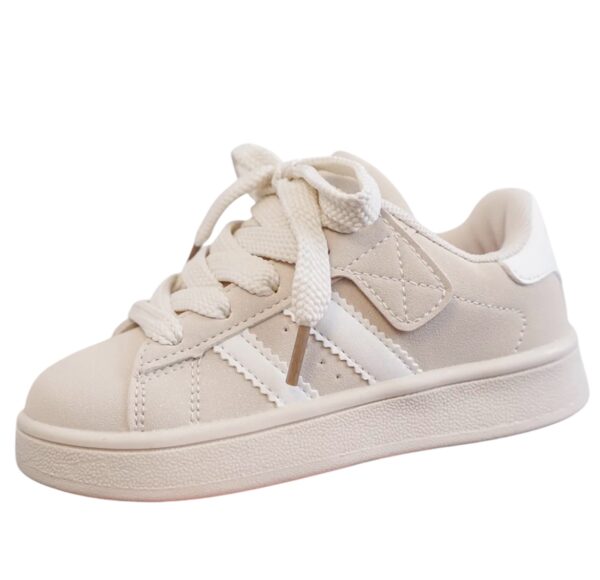 Itty Bitty Beige Campus Stripe Trainers - Image 2