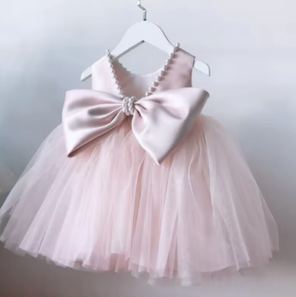 Itty Bitty Pink Pearl Embellished Bow Dress