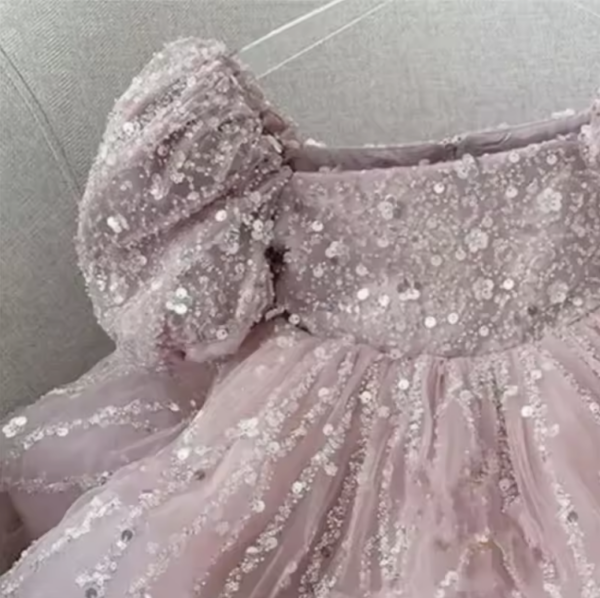 Itty Bitty Pink Embellished Sequin Dress - Image 3