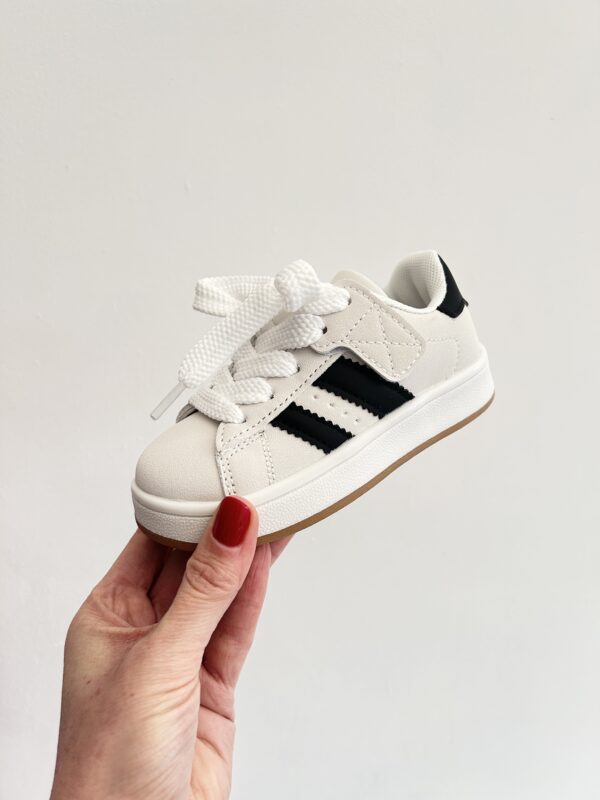 Itty Bitty White & black Stripe Trainers