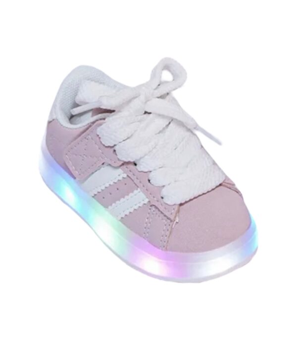 Itty Bitty Light up Campus Stripe Trainers - Image 4