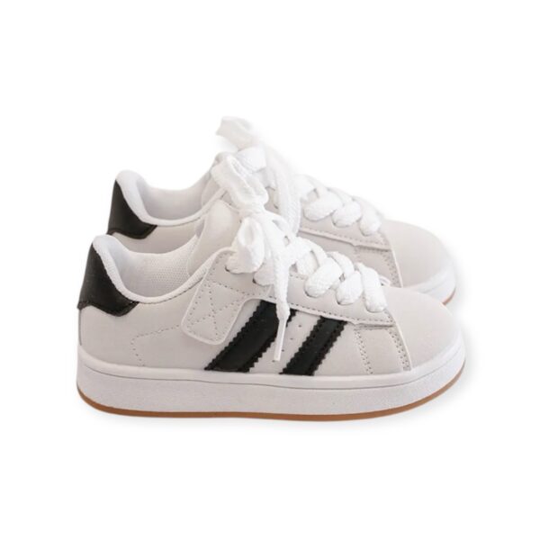 Itty Bitty White & black Stripe Trainers - Image 4