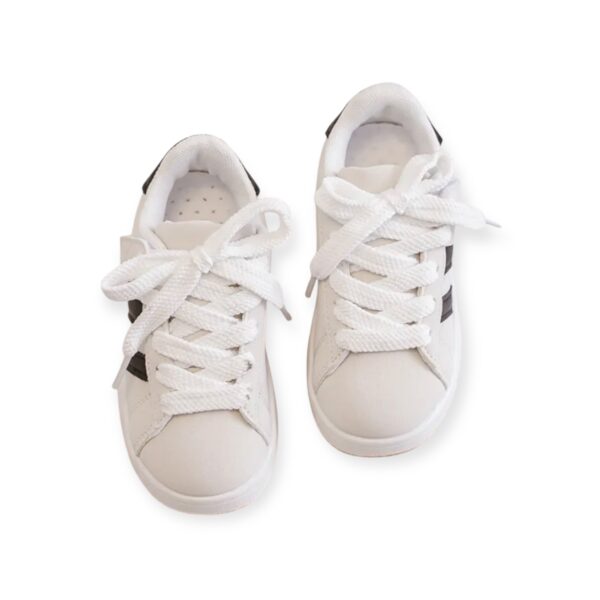 Itty Bitty White & black Stripe Trainers - Image 2