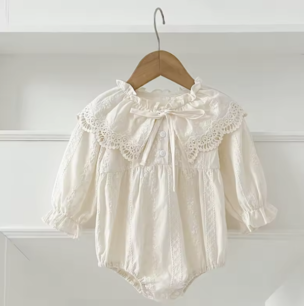 Itty Bitty Cream Lace Sophia Romper