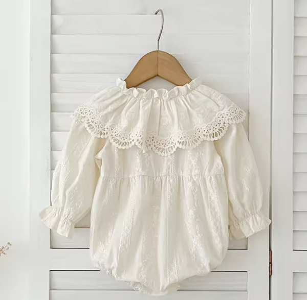 Itty Bitty Cream Lace Sophia Romper - Image 2