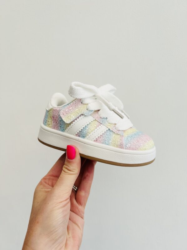 Itty Bitty Rainbow Glitter Stripe Trainers