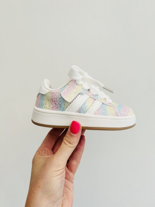 Itty Bitty Rainbow Glitter Stripe Trainers - Image 4