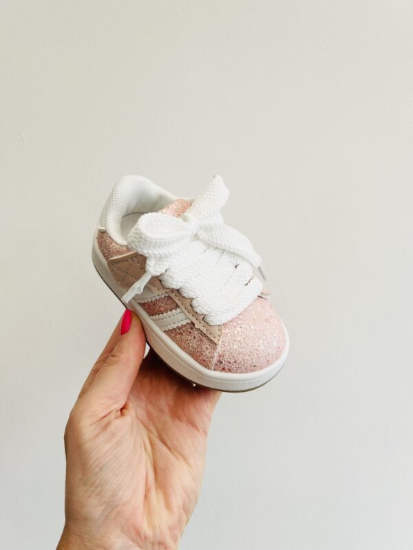 Itty Bitty Pink Glitter Stripe Trainers - Image 4